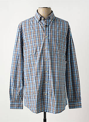 Chemise manches longues imprimé écossais bleu BRIGGS & MANSFIELD homme