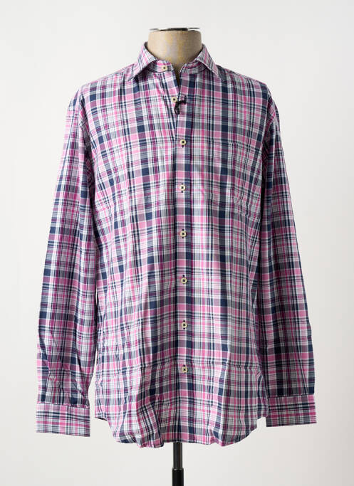 Chemise manches longues imprimé écossais rose BRIGGS & MANSFIELD homme