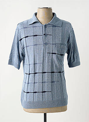 Pull col polo manches courtes bleu EASYLINE homme
