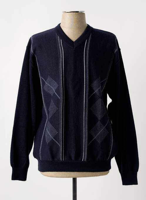 Pull col v manches longues bleu EMBLEMATIC homme