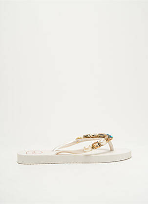 Tongs strass talon plat jusqu'à 3cm blanc INDAIA femme