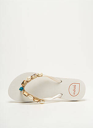 Tongs strass talon plat jusqu'à 3cm blanc INDAIA femme