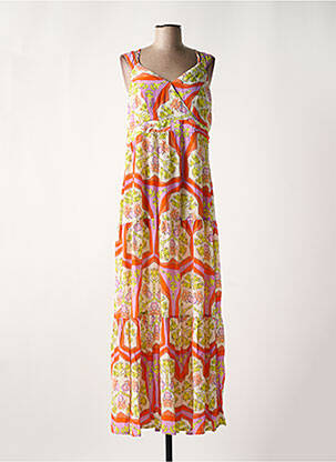 Robe longue imprimé fantaisie sans manche orange POM AMSTERDAM femme
