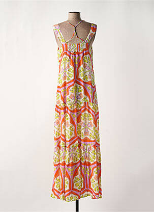 Robe longue imprimé fantaisie sans manche orange POM AMSTERDAM femme