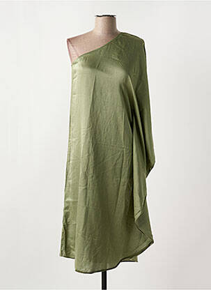 Robe mi-longue coupe fluide manches longues vert ATELIERS FRANÇAIS DE CONFECTION femme