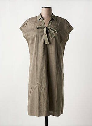 Robe mi-longue manches courtes manches courtes vert HANA SAN femme