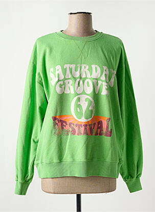 Sweat-shirt sérigraphie floquée manches longues vert BREWSTER femme
