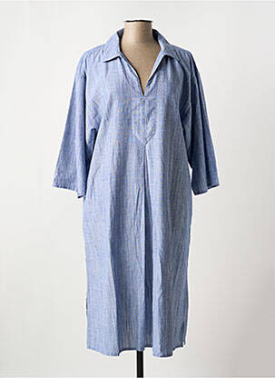 Robe mi-longue manches courtes manches courtes bleu PLUTO femme