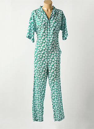 Combi-pantalon fermeture boutonnée sur le devant manches courtes vert HOD femme