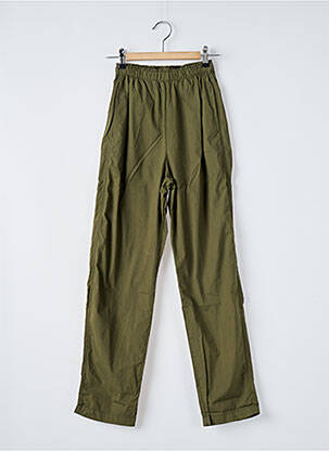 Pantalon droit tissage popeline taille normale vert ATELIERS FRANÇAIS DE CONFECTION femme