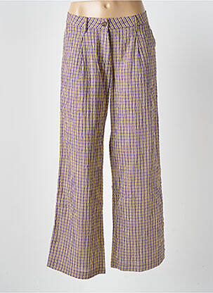 Pantalon large fermeture zippée sous rabat boutonné taille haute violet HOD femme