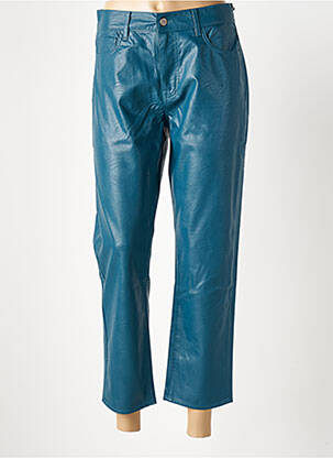 Pantalon 7/8 fermeture zippée sous rabat boutonné taille normale bleu HOD femme