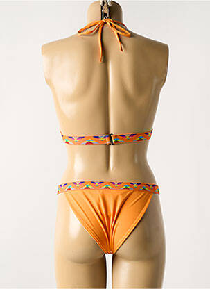 Maillot de bain 2 pièces stretch haut triangles orange LUNA femme