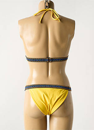 Maillot de bain 2 pièces stretch haut triangles jaune LUNA femme