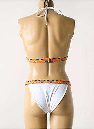 Maillot de bain 2 pièces stretch haut triangles blanc LUNA femme