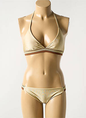 Maillot de bain 2 pièces stretch haut triangles or LUNA femme
