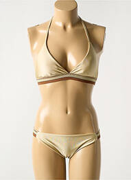 Maillot de bain 2 pièces stretch haut triangles or LUNA femme