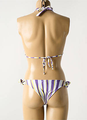 Maillot de bain 2 pièces stretch haut triangles violet LUNA femme