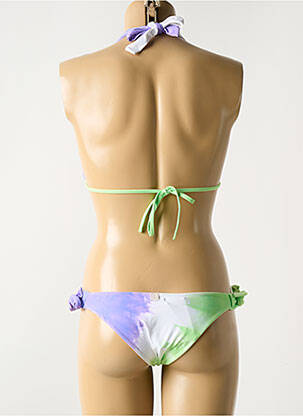 Maillot de bain 2 pièces stretch haut triangles vert LUNA femme