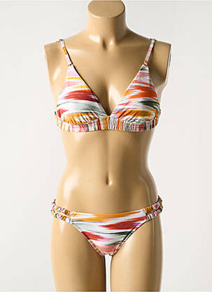 Maillot de bain 2 pièces stretch haut triangles orange WATERCULT femme