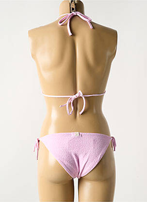 Maillot de bain 2 pièces stretch haut triangles rose LUNA femme