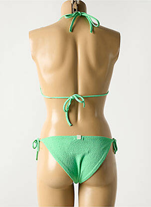 Maillot de bain 2 pièces stretch haut triangles vert LUNA femme