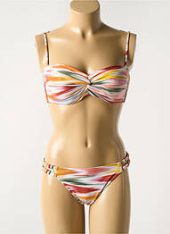 Maillot de bain 2 pièces stretch haut bandeau orange WATERCULT femme