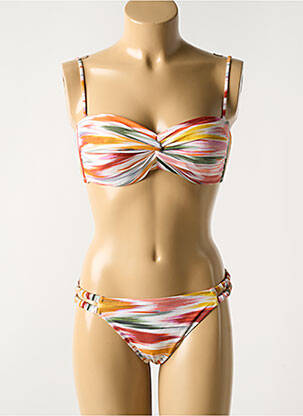 Maillot de bain 2 pièces stretch haut bandeau orange WATERCULT femme