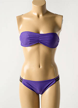 Maillot de bain 2 pièces stretch haut bandeau violet LUNA femme