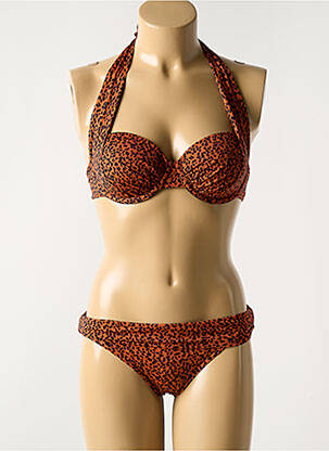 Maillot de bain 2 pièces stretch haut soutien-gorge moulé marron BLUELOBSTER femme