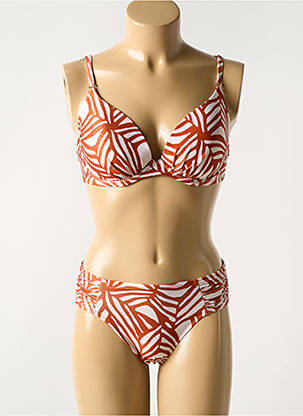 Maillot de bain 2 pièces stretch haut soutien-gorge moulé marron WATERCULT femme