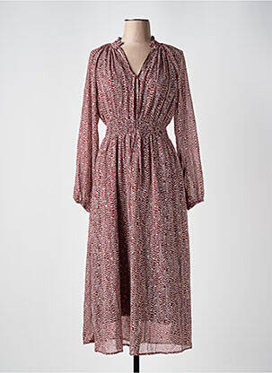 Robe longue imprimé fantaisie manches longues rouge MOLLY BRACKEN femme