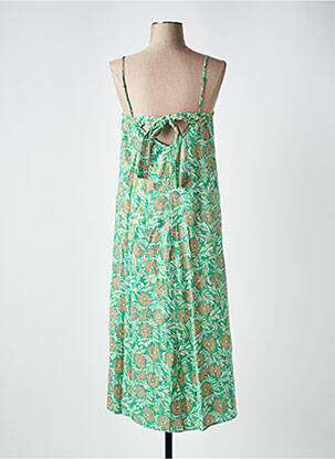 Robe mi-longue imprimé fleurs fines bretelles vert VERO MODA femme