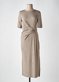 Robe mi-longue manches courtes manches courtes marron YAYA femme