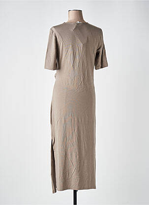 Robe mi-longue manches courtes manches courtes marron YAYA femme