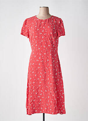 Robe mi-longue manches courtes manches courtes rouge SUPERDRY femme