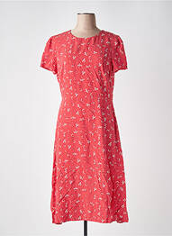 Robe mi-longue manches courtes manches courtes rouge SUPERDRY femme