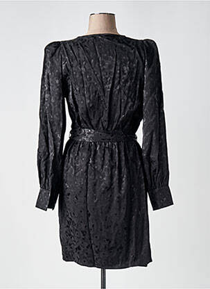 Robe mi-longue imprimé fleurs manches longues noir LA PETITE ETOILE femme
