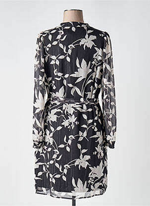 Robe mi-longue imprimé fleurs manches longues noir LPB femme