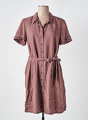 Robe mi-longue manches courtes manches courtes marron KANOPE femme
