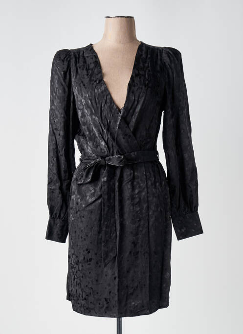 Robe mi-longue imprimé fleurs manches longues noir LA PETITE ETOILE femme
