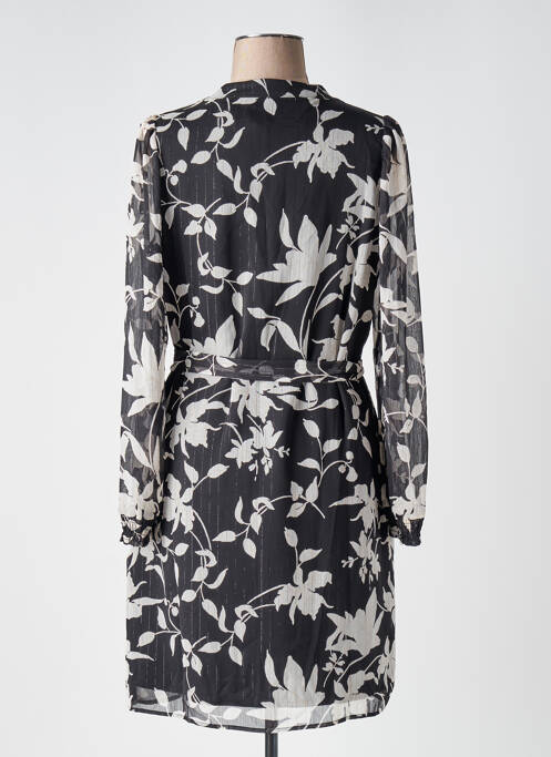 Robe mi-longue imprimé fleurs manches longues noir LPB femme