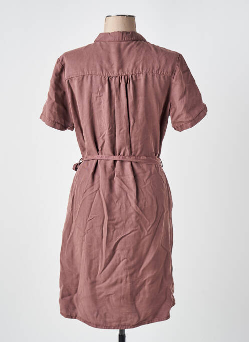 Robe mi-longue manches courtes manches courtes marron KANOPE femme