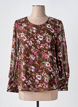 Blouse imprimé fleurs manches longues marron LA PETITE ETOILE femme