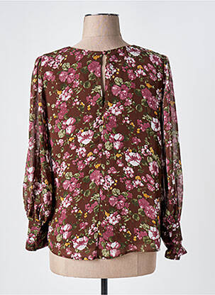 Blouse imprimé fleurs manches longues marron LA PETITE ETOILE femme