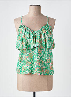 Top tissage crêpe fines bretelles vert VERO MODA femme