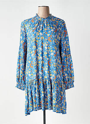 Robe courte coupe évasée manches longues bleu SUPERDRY femme