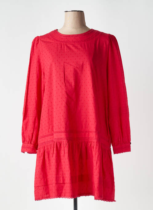 Robe courte coupe évasée manches longues rouge SUPERDRY femme