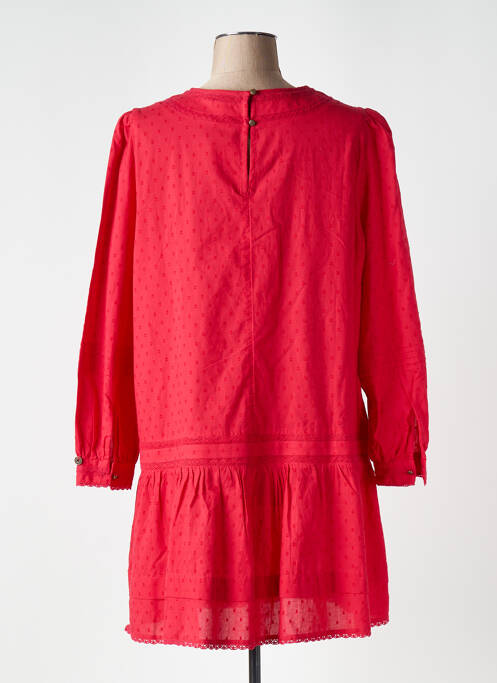 Robe courte coupe évasée manches longues rouge SUPERDRY femme