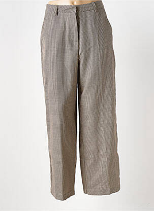 Pantalon large fermeture zippée sous rabat avec crochet taille normale marron VERO MODA femme
